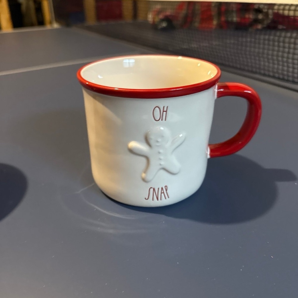 Rae Dunn Red and White 'Oh Snap' Gingerbread Mug